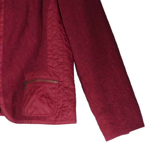 Coldwater Creek Jacket Blazer Womens Size 16 Dark Red Mixed Media Zip Pockets - Picture 5 of 9
